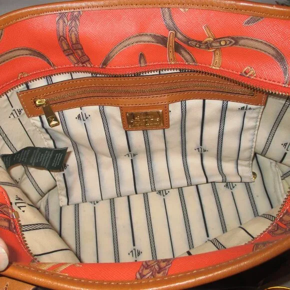 Ralph Lauren orange print  Equestrian classic tote - Picture 11 of 13
